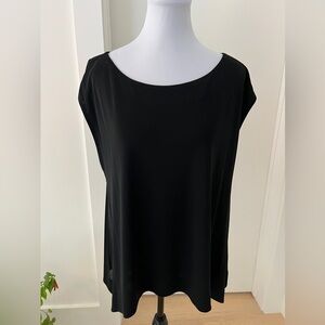 DONNA KARAN Black Label Vintage Pullover Cap Sleeve Sheer Blouse Dressy Stretch